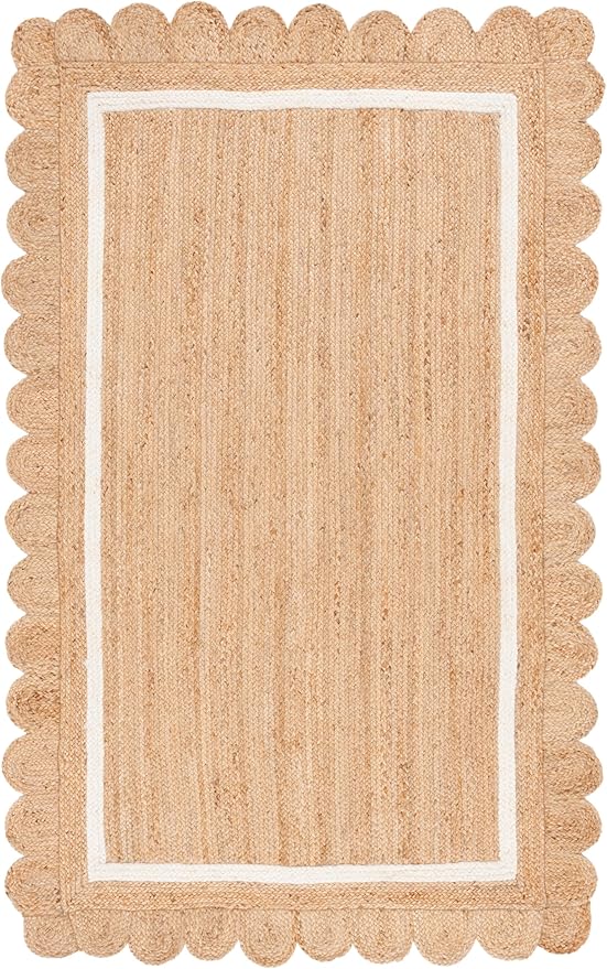 SAFAVIEH Natural Fiber Collection Area Rug - 5' x 8', Natural & Ivory, Rustic Farmhouse Style, Handmade Jute, Ideal for The Living Room, Bedroom, Dining Room (NF896A-5)