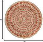 SAFAVIEH Natural Fiber Round Collection 8' Round Orange NF802B Handmade Boho Mandala Braided Jute Area Rug