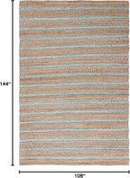 SAFAVIEH Natural Fiber Collection Area Rug - 9' x 12', Teal & Natural, Handmade Flat Weave Stripe Jute & Cotton Jute, Ideal for High Traffic Areas in Living Room, Bedroom (NFB655K)