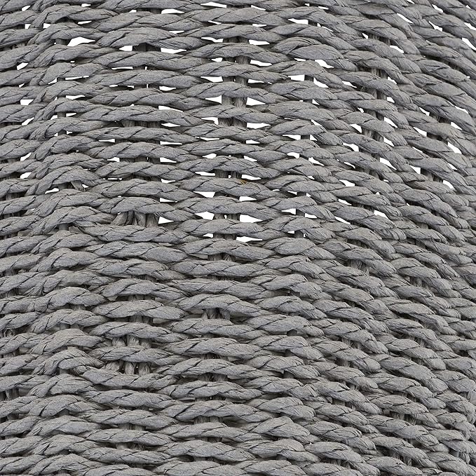 Household Essentials Woven Waste Basket, Gray Paper Rope Waste Bin for Bathroom, Bedroom, Office