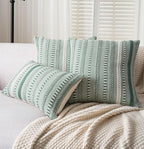 Boho Throw Pillow Covers 12x20 Inch Set of 2, Farmhouse Decorative Couch Pillow Cases, Light Green Accent Pillows of Bed, Sofa Bedroom Living Room Home Decor Cushion Cover