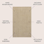 JONATHAN Y Espina Hand Woven Herringbone Chunky Jute Ivory Indoor Area Rug, 3x5, Bohemian, Cottage, Easy-Cleaning for Living Room, Bedroom, Kitchen, Pet Friendly, Non-Shedding (NFR101B-3)
