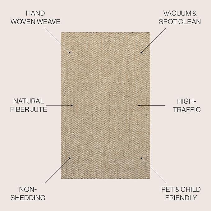 JONATHAN Y Espina Hand Woven Herringbone Chunky Jute Ivory Indoor Area Rug, 3x5, Bohemian, Cottage, Easy-Cleaning for Living Room, Bedroom, Kitchen, Pet Friendly, Non-Shedding (NFR101B-3)