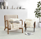CREVENT 50"X60" Farmhouse Breathable Soft Chenille Knitted Textured Throw Blanket for Couch Chair Bed, Boho Home Decor for Living Room (Ivory)