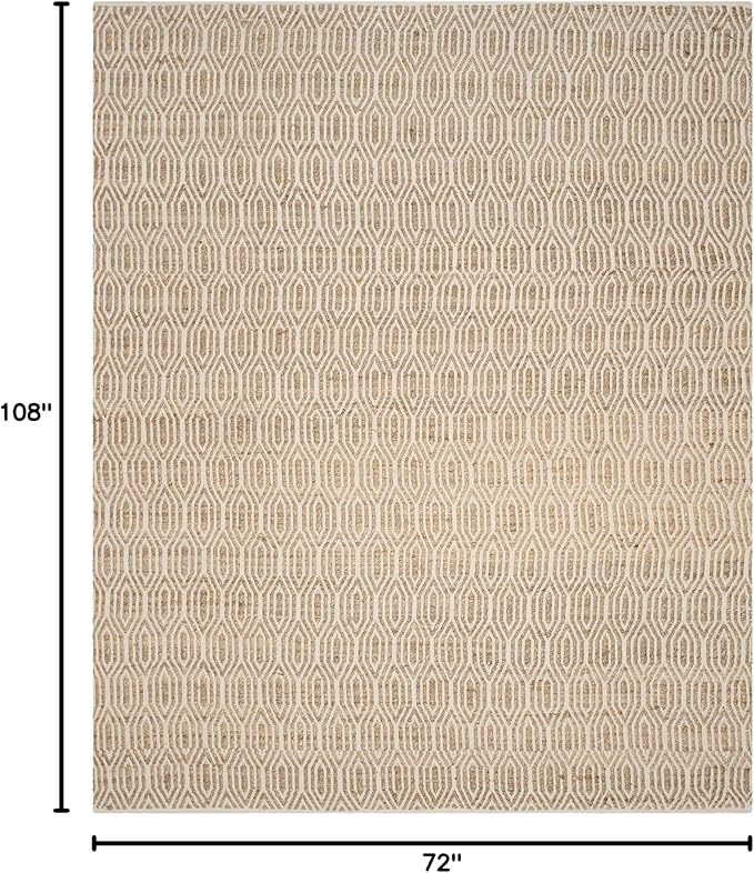 SAFAVIEH Cape Cod Collection Area Rug - 6' x 9', Natural, Handmade Flat Weave Jute, Ideal for High Traffic Areas in Living Room, Bedroom (CAP821I)