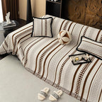 Striped Couch Cover Blankets, Boho Couch Covers, Sofa Blanket Cover for Dogs, Medium Couch Covers for Recliner and Chair, Chenille Sofa Covers Washable Sectional(1pc/Brown/71 x 71")