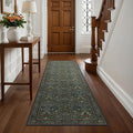 GENIMO Washable Floral Runner Rug 2x8, Non-Slip Long Hallway Carpet for Entryway, Kitchen, Indoor Floor Use, Vintage Boho Soft Thin Rug Décor, Dark Green
