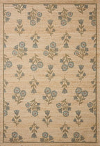 Loloi Chris Loves Julia Rue Collection RUE-04 Moss/Blue 8'-6" x 11'-6" Area Rug Jute Neutral Floral Living Room Bedroom Rug