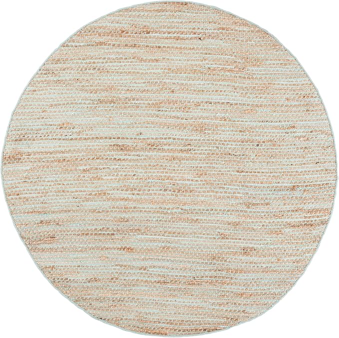 SAFAVIEH Cape Cod Collection Area Rug - 6' Round, Turquoise & Natural, Handmade Jute & Cotton, Ideal for Living Room, Bedroom, Dining Space (CAP236K)
