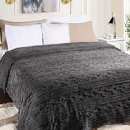 Superior Fleece Boho Jacquard Blanket, Decorative Blankets for Bedroom, Sofa, Fuzzy, Plush, Fluffy, Soft, Cute Room Decor, Beautiful Cover, Comfort Essentials, Arctic Collection, King, Charcoal