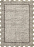 GarveeHome Small Area Rug 2x3 Modern Scalloped Entry Rug Solid Color Kitchen Rugs Washable Bedroom Doormat Non Slip Stain Resistant Bordered Throw Carpet for Living Room Nursery Laundry, Brown