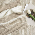 WRENGONGE Khaki Throw Blanket, 60x80 Soft Cozy Striped Throw Blankets for Couch, Sofa, Bed, Travel, Lightweight Fluffy Warm Plush Decorative Blankets for Women, Men Gift