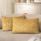 AELS Boho Decorative Textured Throw Pillow Covers 12x20, Organic Modern Mid Century Rainbow Tufted Pillow Case, Farmhouse Rustic Geometric Woven Cushion Case for Bed Couch Sofa, Mustard Yellow