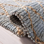 SAFAVIEH Natural Fiber Collection Accent Rug - 3' x 5', Natural & Blue, Handmade Boho Moroccan Trellis Jute, Ideal for High Traffic Areas in Entryway, Living Room, Bedroom (NF955N)