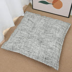 SINSOSSO Large Floor Pillow 22", Thickened Bite-Size Memory Foam Square Non-Slip Cushion for Office Back Support/Indoor Yoga/Chair Seat, Fashionable Color-Blocked Fabric & Washable, White-Gray, 1 PCS