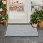 Nourison Home Courtyard Ivory Blue 2' x 3' Area Rug - Easy Clean, Non Shedding, Bed Room, Living Room, Dining Room, Kitchen (2' x 3')