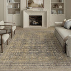 5x7 Brown Black Area Rug for Living Room Washable Vintage Distressed Carpet Bedroom Low Pile Non Slip Indoor Soft Retro Throw Accent Rug Office Kitchen Bathroom Dining Room