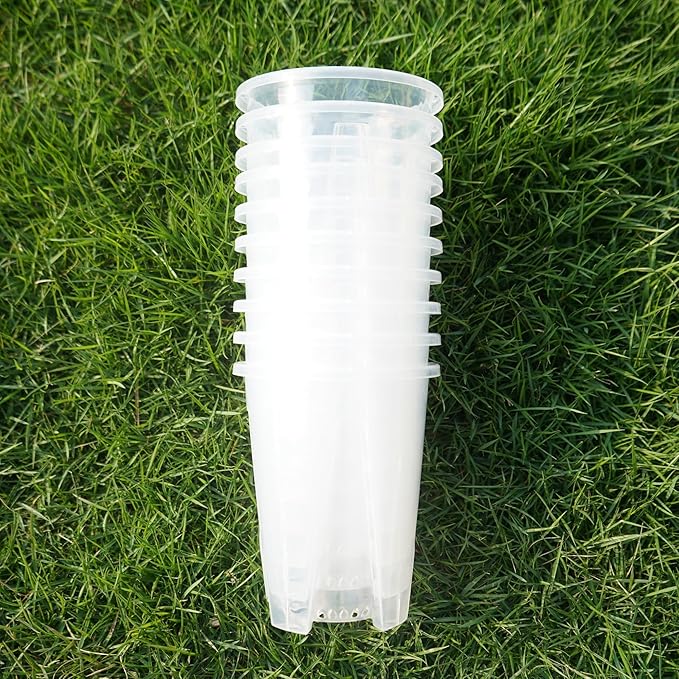 Clear Plastic Orchid Pot – 4" or 5" Diameter Air Column Flower Planter for Phalaenopsis, Breathable Root-Control with Drainage Holes (Random Size Surprise (10-Pack))