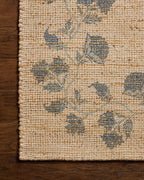 Loloi Chris Loves Julia Rue Collection RUE-05 Natural/Denim 2'-3" x 3'-9" Accent Rug Jute Neutral Floral Living Room Bedroom Rug