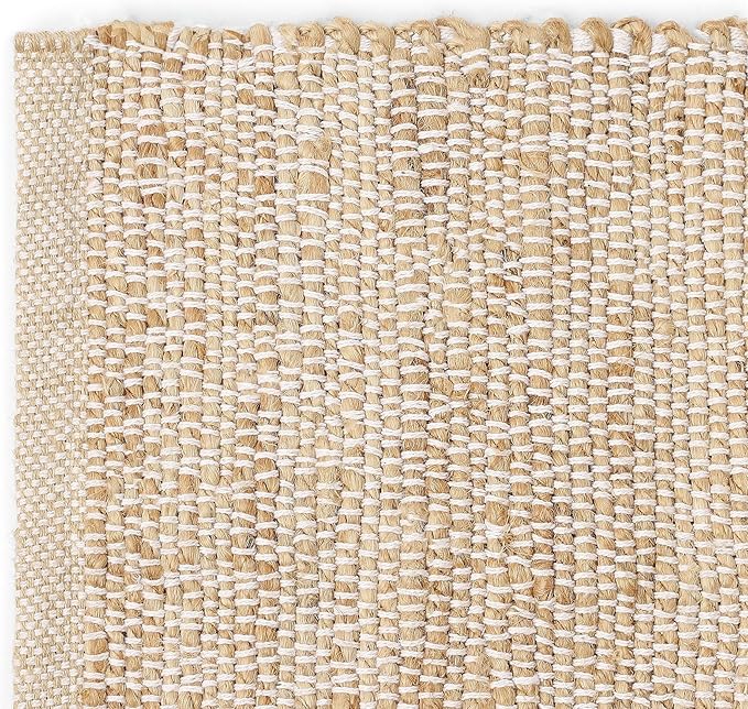 · REDEARTH · Jute Cotton Area Rug, Sustainable Handwoven, Non-Shedding, Soft & Durable – Reversible, Neutral Tones for Home Décor in Living Room, Dining Room, Bedroom (Arden Natural, 5'x8')