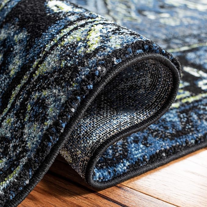 SAFAVIEH Vintage Hamadan Collection Runner Rug - 2'3" x 16', Blue & Grey, Traditional Persian Design, Non-Shedding & Easy to Clean, Ideal for Hallway, Foyer, Entryway, Bedroom (VTH211N)