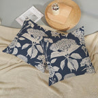 Blue Pillow Covers 16x16 Set of 2 Boho White Floral Throw Pillows Hydrangea Herbs Botanical Decoration Pillowcase Linen Farmhouse Vintage Flower Cushion Case Outdoor Decorative for Couch Sofa