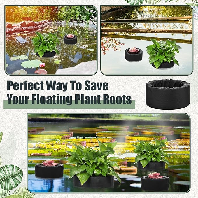 2 Pcs Floating Pond Planter Woven Fabric Floating Planters for Ponds Hydroponics Floating Planter for Ponds Water Features and Aquascape Decorations