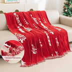 hyha Couch Cover for Dogs, Boho Sofa Covers for 3 Cushion Couch Washable, Chenille Sofa Slipcover for Pets, Soft Loveseat Sectional Couch Throw Blankets with Tassels (Red Christmas tree,88.5x134 Inch)