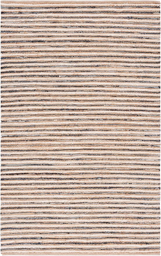 SAFAVIEH Cape Cod Collection Accent Rug - 3' x 5', Natural & Navy, Handmade, Braided Design, Ideal for The Living Room, Bedroom, Dining Room (CAP151N-3)