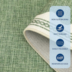 Scalloped Sage Green 2.5x8 Runner Rug for Hallway Washable Kitchen Rugs Non Slip Solid Tan Jute Modern Minimalism Soft Low-Pile Scalloped Indoor Carpet for Entryway Laundry Room Floor Mats