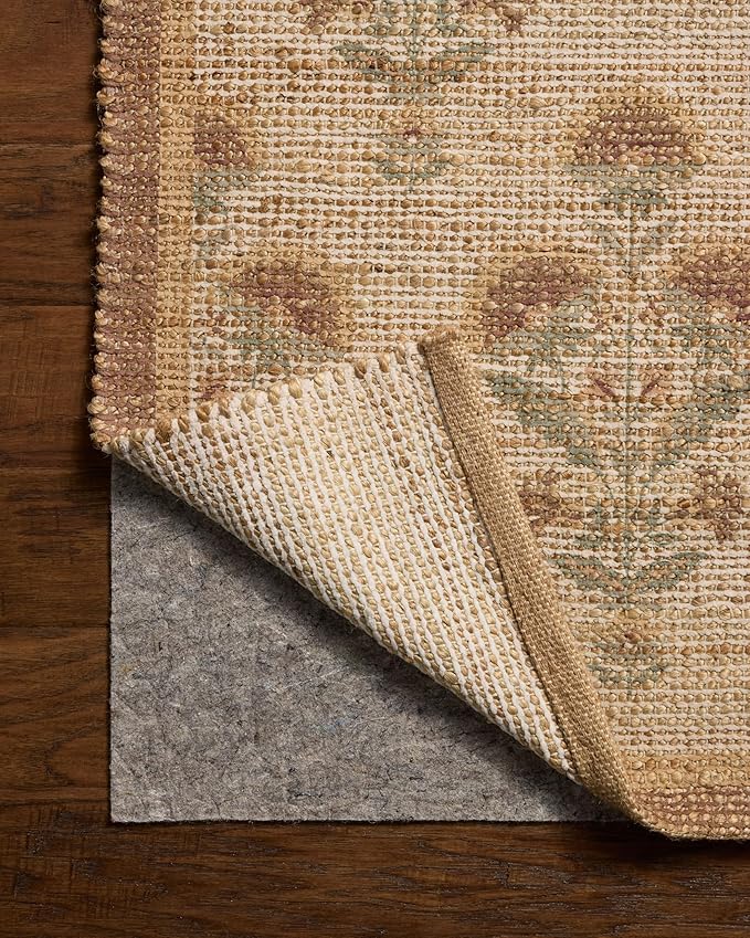 Loloi Chris Loves Julia Rue Collection RUE-01 Wheat/Sage 9'-3" x 13' Area Rug Jute Neutral Floral Living Room Bedroom Rug