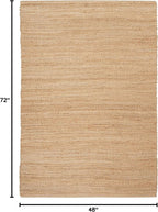 Nourison Home Natural Jute Bleached 4' x 6' Area Rug - Easy Clean, Non Shedding, Bed Room, Living Room, Dining Room, Kitchen (4' x 6')