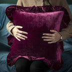 Velvet Throw Pillow Cover Soft Decorative Luxurious Solid Square Cushion Case for Sofa Couch Bedroom Farmhouse,Pack of 2, 18 x 18 Inches, Amaranth