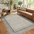 GarveeHome Scalloped Washable Area Rug 4x6 Small Entryway Rug Non Slip Modern Soft Accent Rugs for Bedroom Nursery Low Pile Stain Resistant Carpet for Office, 4 ft x6 ft