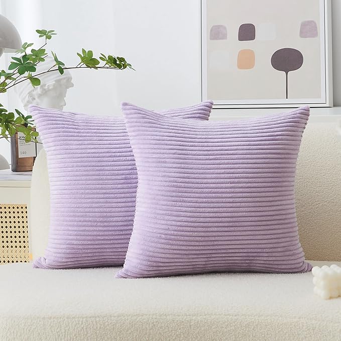 Home Brilliant Light Purple Pillow Covers 26x26 for Patio Bed Supersoft Square Euro Shams Pillow for Dorm Couch Chairs, 26x26 Inch, Lavender