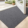 LUMI Ultra Thin Indoor Door Mat for Entrance 24"x36", Non Slip Entryway Mat, Low Profile Doormat, Unique Herringbone Design Carpet for Inside, Patio, Porch, Dark Gray