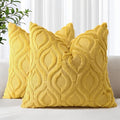 decorUhome Cozy Textured Euro Sham Throw Pillow Covers 22x22 Inch Set of 2, Soft Plush Faux Wool Mustard Yellow Accent Couch Pillow Covers for Modern Farmhouse Sofa Bed Living Room