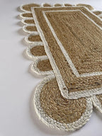 Scallop Pattern Jute Bohemian Area Rug (Off White, 2'x3')