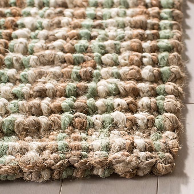 SAFAVIEH Area Rug 2x3 - Natural Fiber Collection - Sage & Natural Brown, Handmade Jute, Farmhouse Style, Chunky Textured Thick Pile (NF447S)