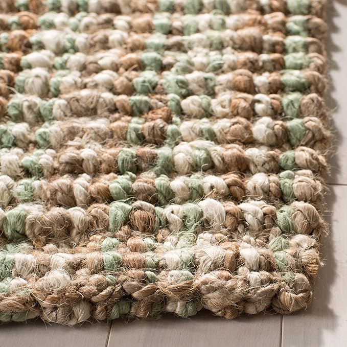 SAFAVIEH Area Rug 10x14 - Natural Fiber Collection - Large - Sage & Natural Brown, Handmade Jute, Farmhouse Style, Chunky Textured Thick Pile (NF447S)
