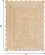 Wave Scalloped Natural Jute Rug Boho Jute Entryway Runner Farmhouse Scallop Rug, Gray (5'x7')