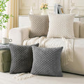 Set of 4 Grey White Taupe Decorative Throw Pillow Covers 24x24 Inch Corduroy Pillow Covers for Bed Couch Sofa Living Room Soft Square Cushion Cases