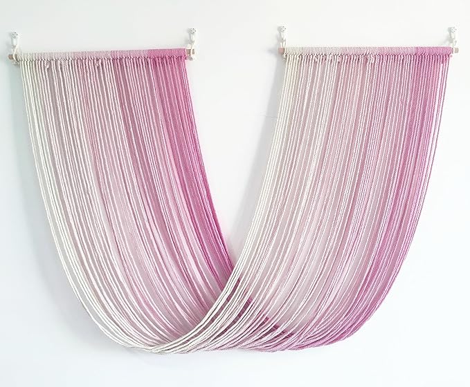 QULBUJ Dip Dye Large Macrame Wall Hanging Tie-Dye Yarn Tapestry Home Boho Wall Decor Ombre Art Headboard Bedroom Living Room 52" Wx34 L,Pink