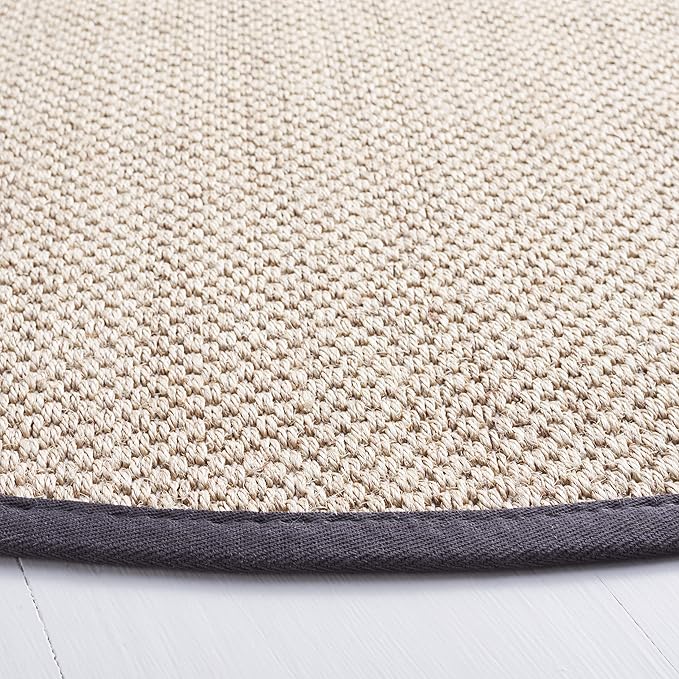 SAFAVIEH Area Rug 10' Round - Natural Fiber Collection - Marble & Beige, Sisal, Woven Design with Border (NF143C)