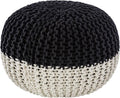 Livabliss Artistic Weavers McIntosh Cotton Knitted Round Pouf 14" H x 20" W x 20" D, Black
