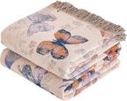 Boho Throw Blanket King, 100% Organic Cotton Breathable Ultra Soft 91" x 98" Bed Quilt Throw - All Season Floral Rustic Farmhouse Decor Luxury Reversible Blanket for Sofa Couch Chair and Gift