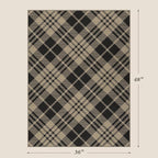 JTJ Vintage Indoor Entrance 4x3 Rug - Easy Jute Woven Door Mat for Indoor Area, 3x4 Large Kitchen Rug, Washable Low Pile Black and White Geometric Aesthetic Natural Color Decor