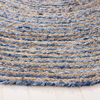 SAFAVIEH Area Rug 3' Round - Cape Cod Collection - Blue & Natural Brown, Handmade Jute & Cotton, Woven Braided Design (CAP202M)