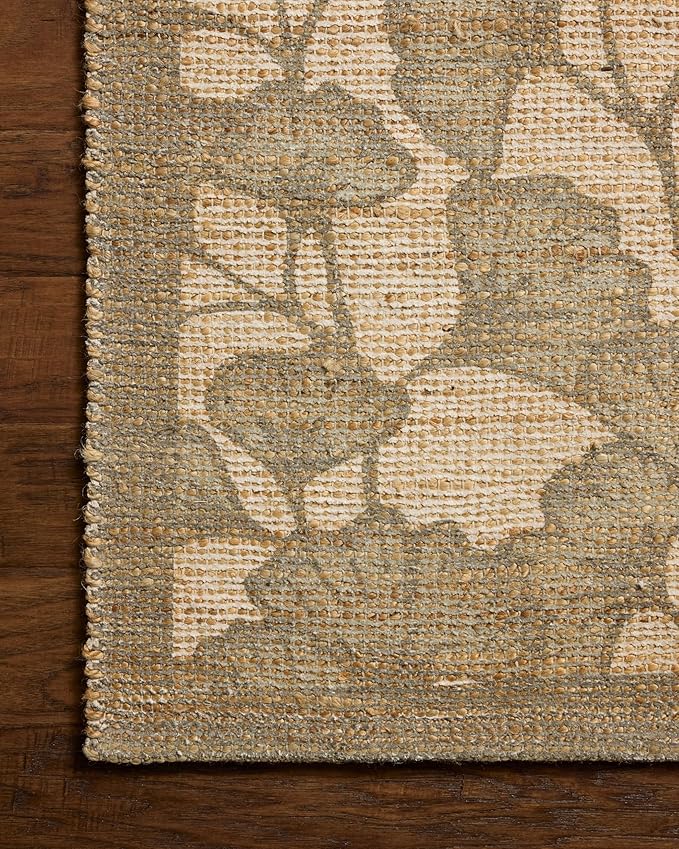 Loloi Chris Loves Julia Rue Collection RUE-02 Olive/Sage 3'-6" x 5'-6" Accent Rug Jute Neutral Floral Living Room Bedroom Rug