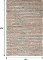 SAFAVIEH Area Rug 8x10 - Natural Fiber Collection - Large - Teal & Natural, Handmade Jute & Cotton Flat Weave, Stripe Pattern, Ideal for Living Room, Bedroom, Dining Space (NFB655K)